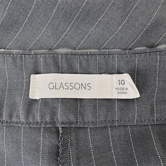 GLASSONS | 10 | High-Waisted Pinstripe Pants | Grey | Classic | Office | Basics - Picture 12 of 16